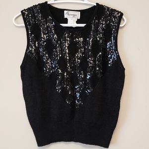 Sequined Black Vest